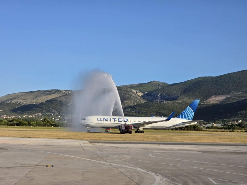 Prvi let United Airlinesa u splitskoj zračnoj luci. Foto: Grad Split
